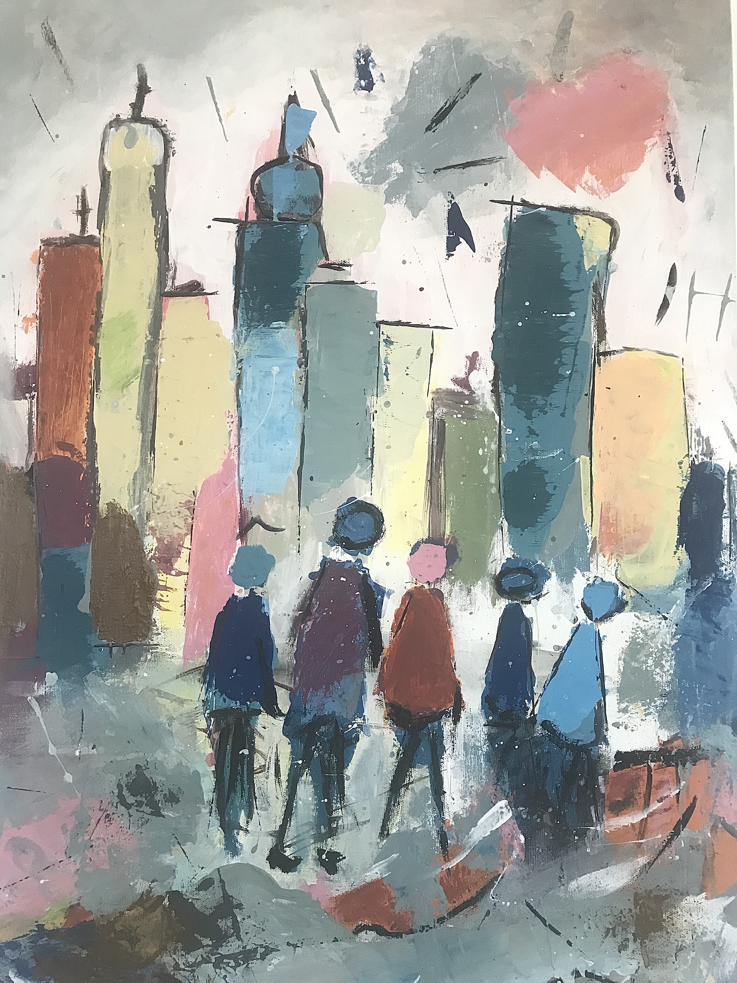Abstraktný obraz mrakodrapy 70x50 cm