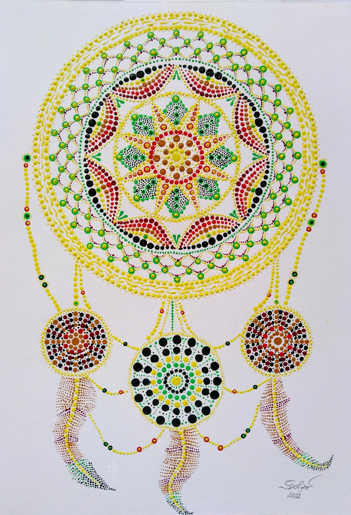 Bodkovaná mandala - Lapač snov