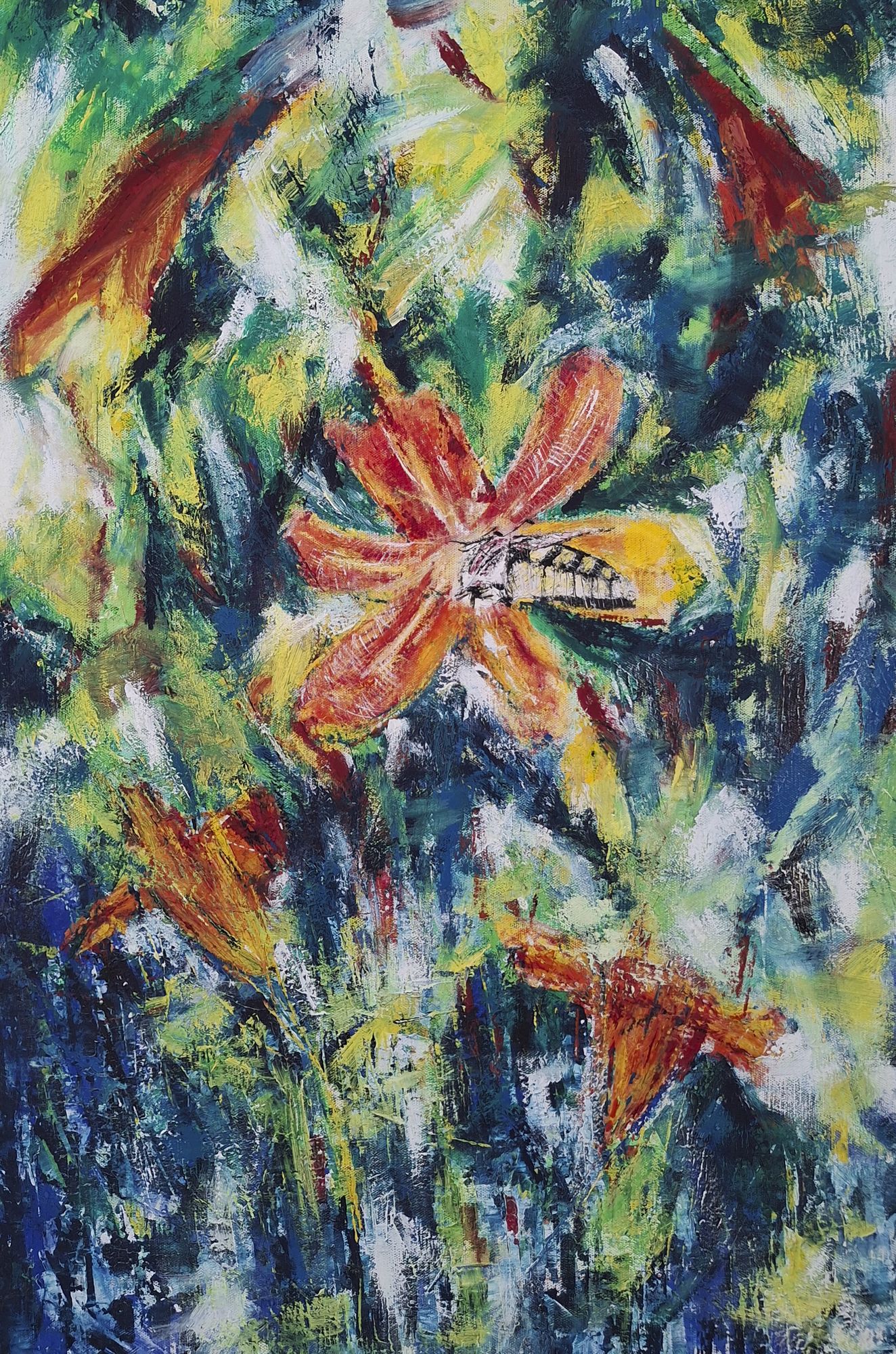Water lilies and butterfly